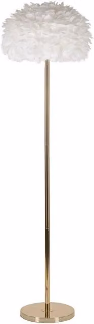 Lampada da terra Feathers Slim bianca e oro in metallo con paralume in tessuto, H: 170 cm, L/P: 43 cm