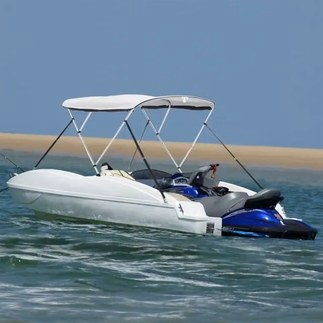 Bimini di Prua con Pareti Laterali in Rete a 3 Archi vidaXL L: 183 cm, H: 137 cm, P: 137-152 cm