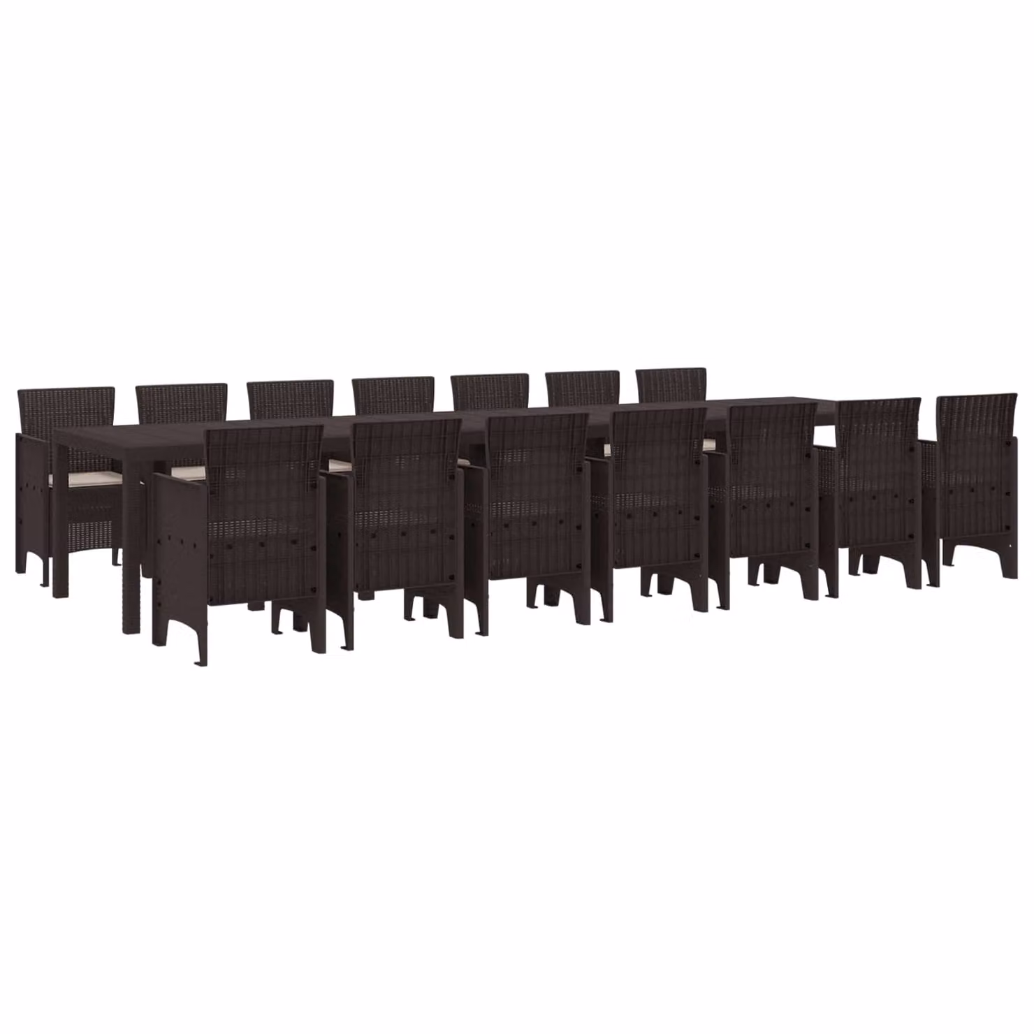 vidaXL Set da pranzo da giardino con cuscini 15 pz Marrone PP