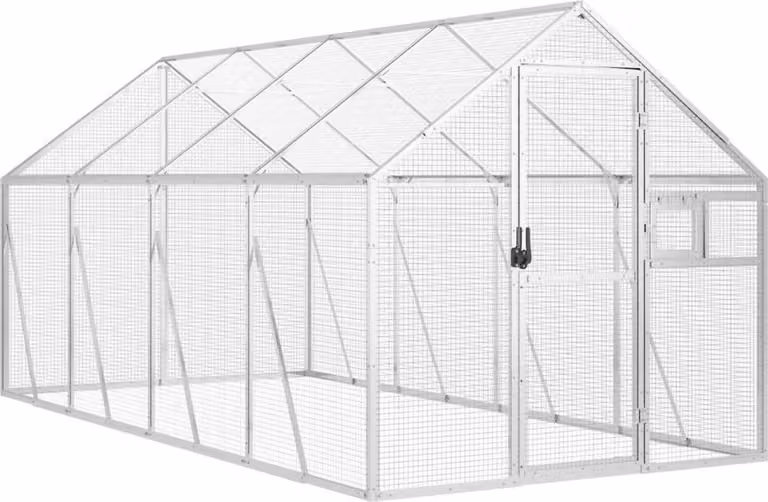 Voliera Argento 1,79x4x1,85 m in Alluminio