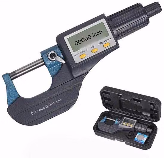 Misuratori digitali a vite - Misuratore LCD di precisione - Misuratore a vite - Precisione 0,001 mm - 0-25 mm/0,001 mm - Nero