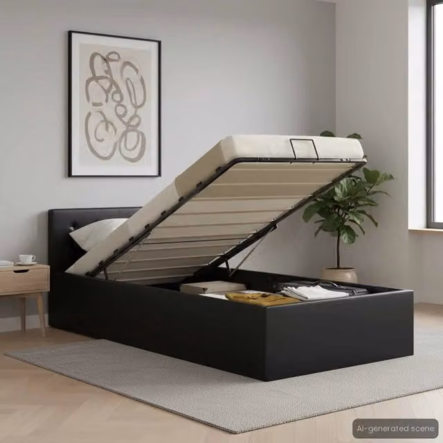 Giroletto con contenitore idraulico vidaXL in similpelle nero L/P/H: 211 x 90 x 200 cm – 1