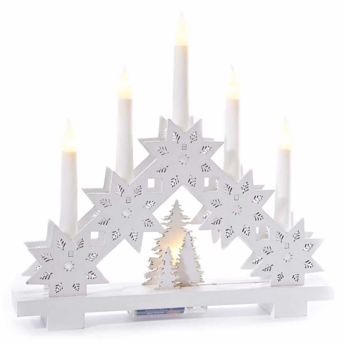 Arco luminoso a LED con effetto legno, ideale per decorazioni natalizie, dimensioni 38x30 cm, luce bianco caldo