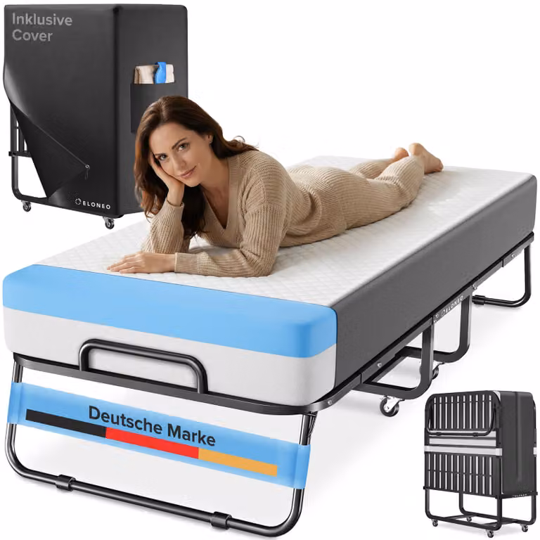 Letto pieghevole ELONEO con materasso premium, 80x200 cm