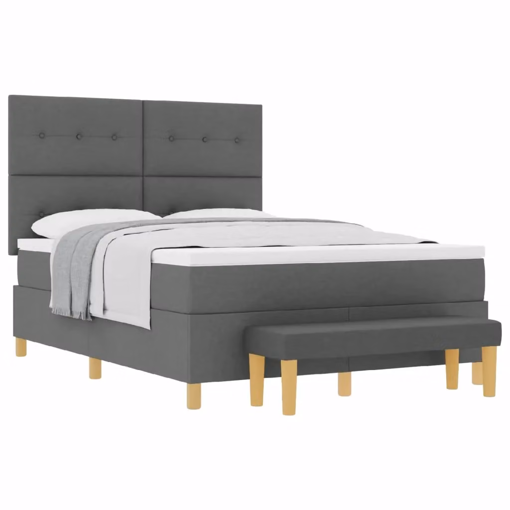 Letto a molle con materasso vidaXL in tessuto Grigio, L 140 x P 200 x H 203 cm – 2
