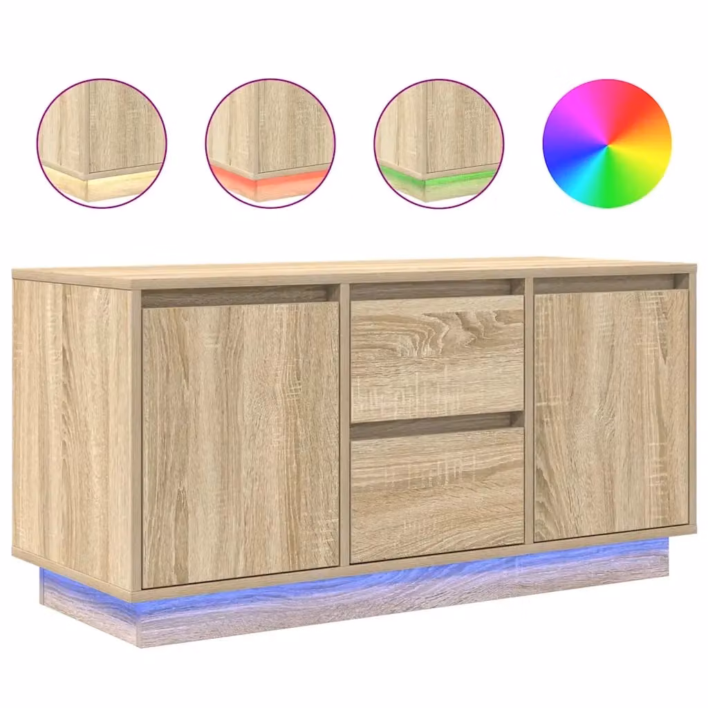 Mobile Porta TV Moderno vidaXL con Luci LED Integrate in Rovere Sonoma, L: 100 cm, P: 41 cm, H: 50 cm – 2