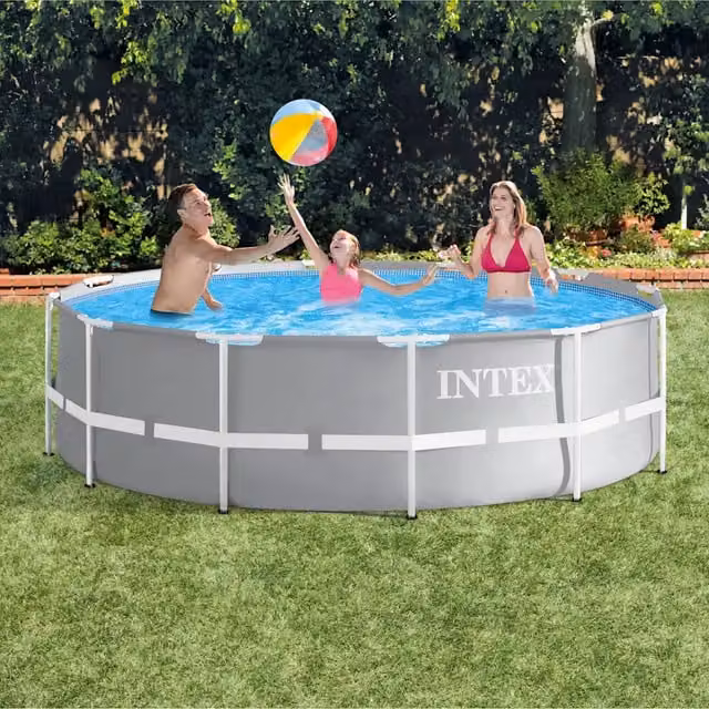 Piscina rotonda con telaio in acciaio Intex Prism Frame grigia L: 366 cm, H: 99 cm – 1