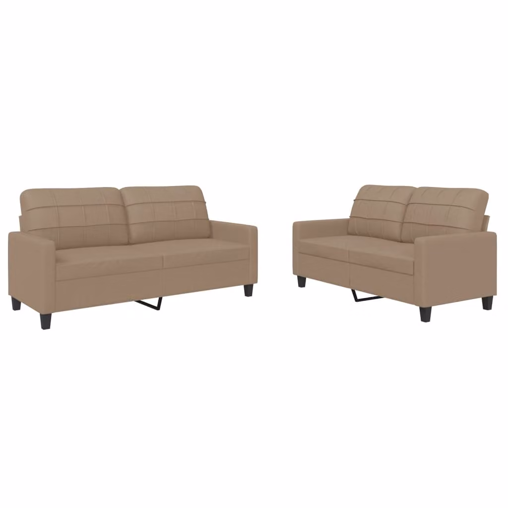 Set di Divani 2 pz con Cuscini cappuccino in Pelle finta