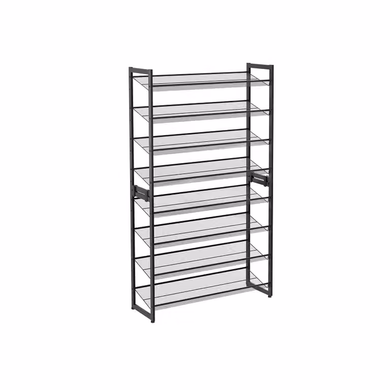 2 Scaffali Portascarpe Impilabili, Nero