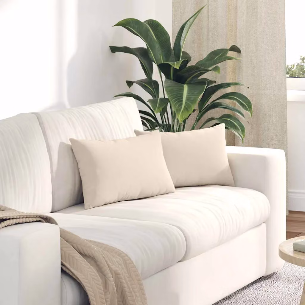 Set di 2 cuscini da divano vidaXL in tessuto beige con rivestimento rimovibile, L 50 cm x P 30 cm