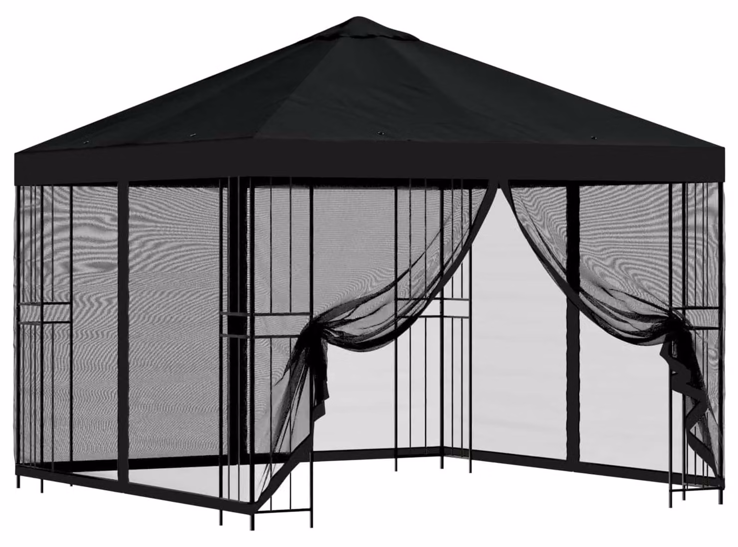 Gazebo da giardino con pareti laterali 3 x 3 m Nero
