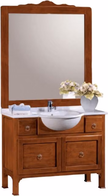 Mobile bagno Mobili 2G in legno e pietra con lavabo e specchio, L: 108 cm – 1