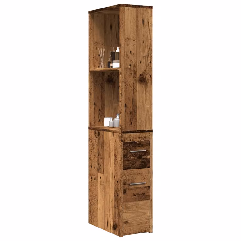 Armadietto da bagno stretto con ruote vidaXL in legno color marrone, L/P/H: 41 x 22 x 135 cm