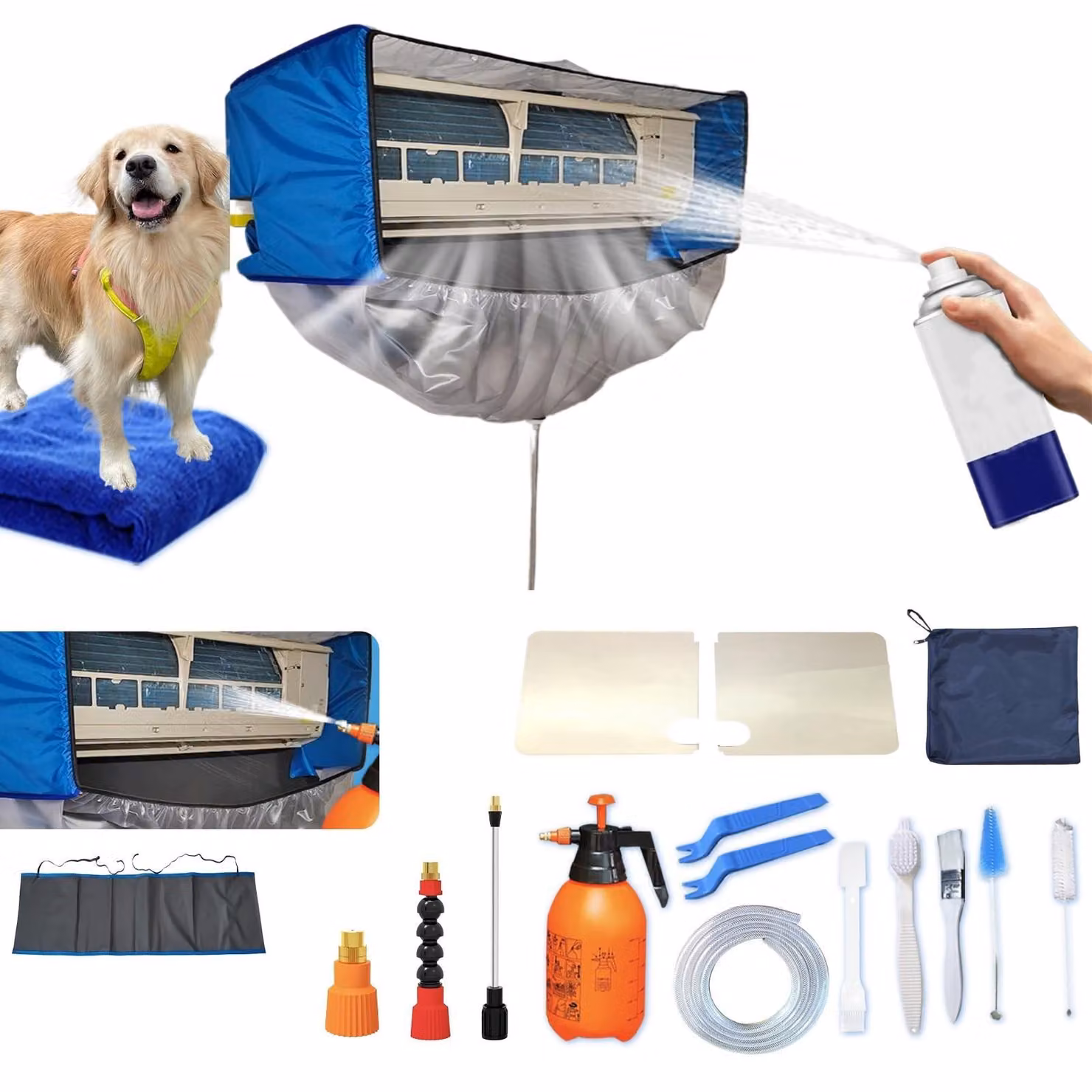 Kit di pulizia per condizionatori con pannelli laterali migliorati - 18 pezzi