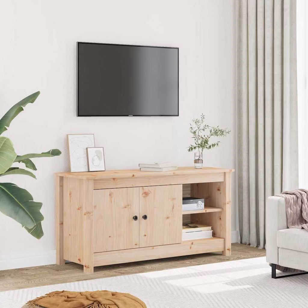vidaXL Mobile Porta TV in Legno Massello di Pino, Colore Marrone, L 103 cm x P 36,5 cm x H 52 cm