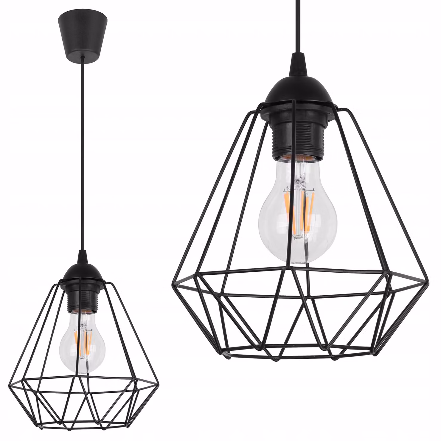 Diamond Loft Edison Lampada A Sospensione In Filo Metallico