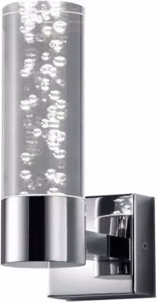 Applique LED Bolsa Trio Leuchten in Cromo con Paralume Cilindrico Effetto Bolle e Grado di Protezione IP44