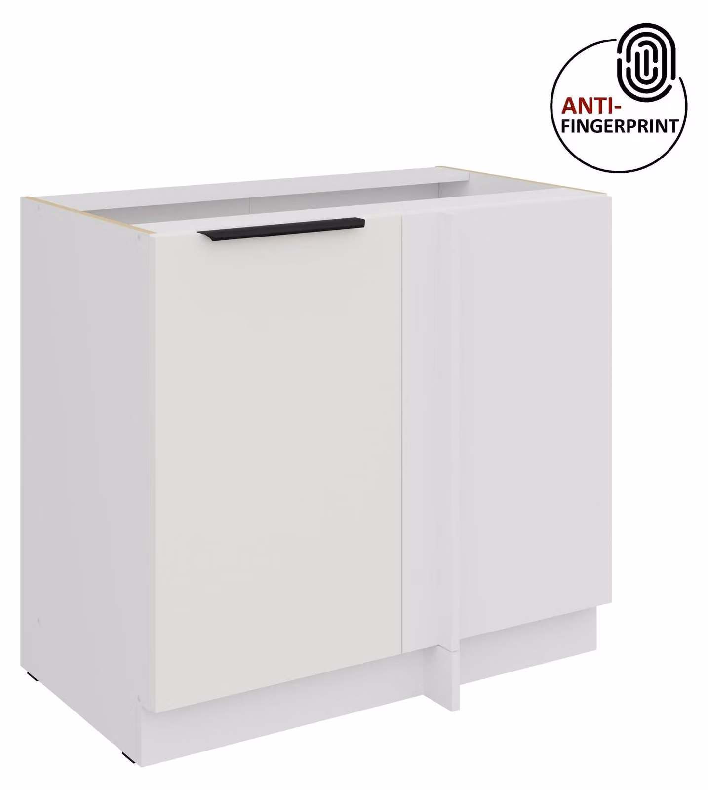 Mobile base angolare da cucina da 105 cm, cucina ARIA bianco ultra opaco + bianco opaco, frontali di alta qualità con rivestimento anti-impronta, linea cucina, blocco cucina