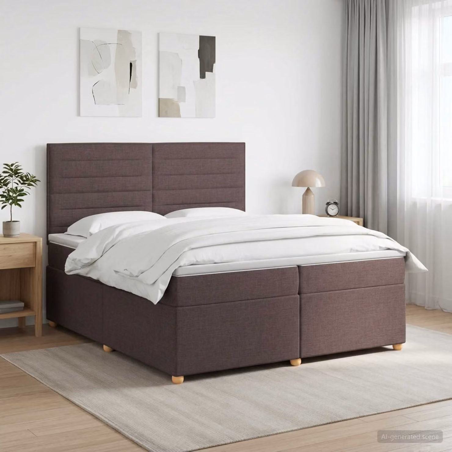 Letto box spring ibrido vidaXL con materasso a molle insacchettate Marrone e Bianco L/P: 200 x 200 cm