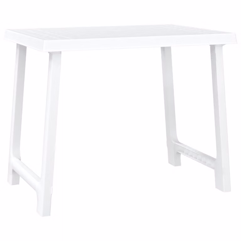 Tavolo da Campeggio Bianco 79x56x64cm in PP Aspetto in Legno