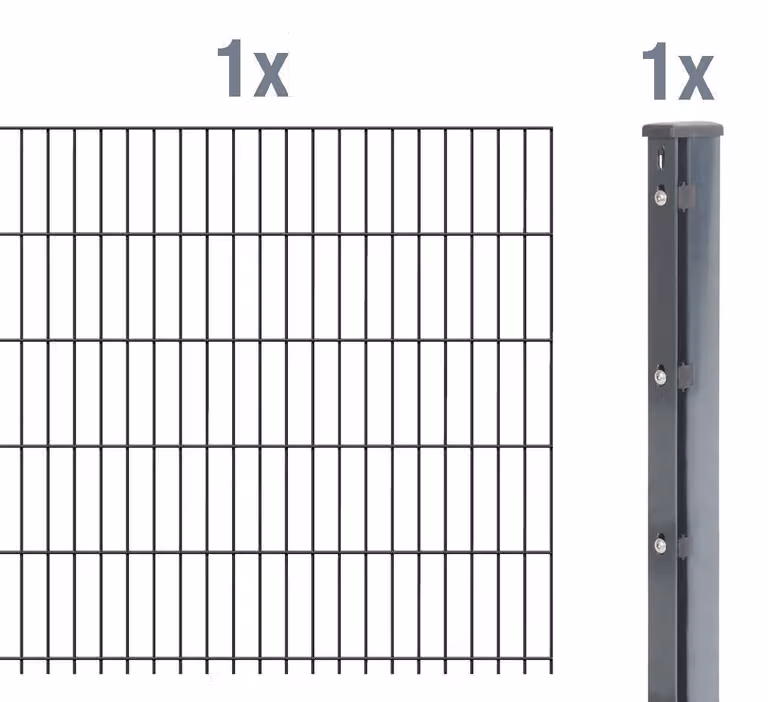 Alberts 645731 Recinzione a doppia rete metallica come set completo, antracite, altezza 243 cm, lunghezza 2,5 m
