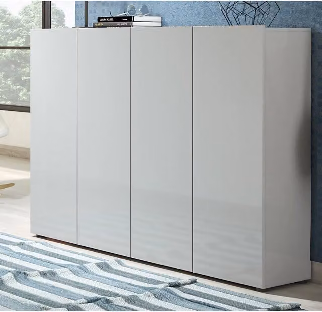 Scarpiera a 4 ante con 5+5 ripiani MISTER made in Italy - Grigio