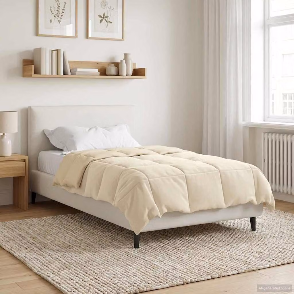 Piumino estivo vidaXL in microfibra traspirante e reversibile, beige, L 140 x P 200 cm
