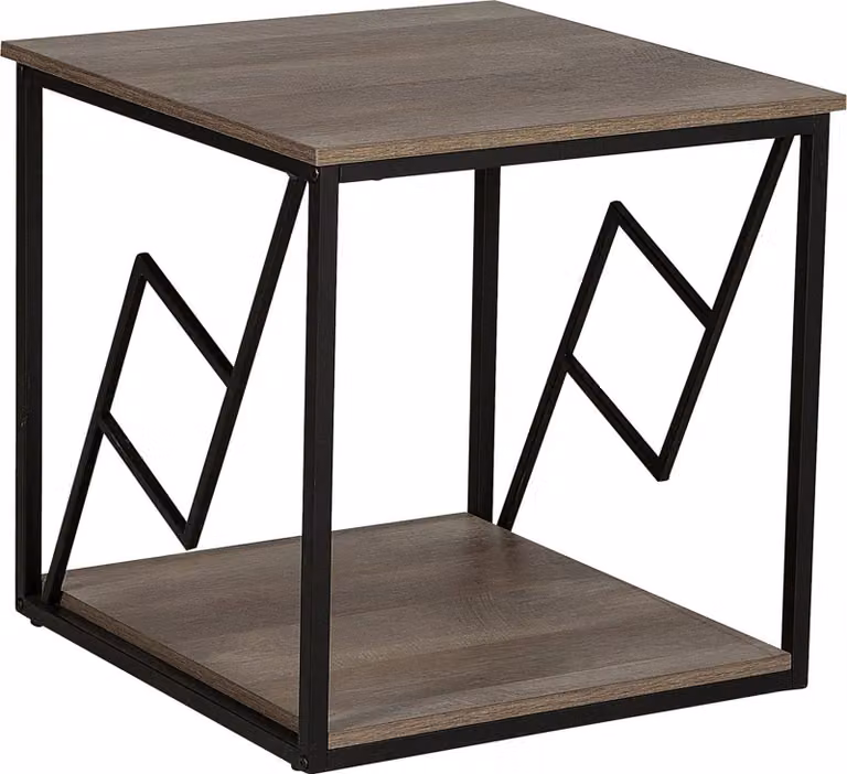 BELIANI Tavolino in legno scuro, struttura in metallo nero, quadrato 56 x 56 cm, ripiano industriale