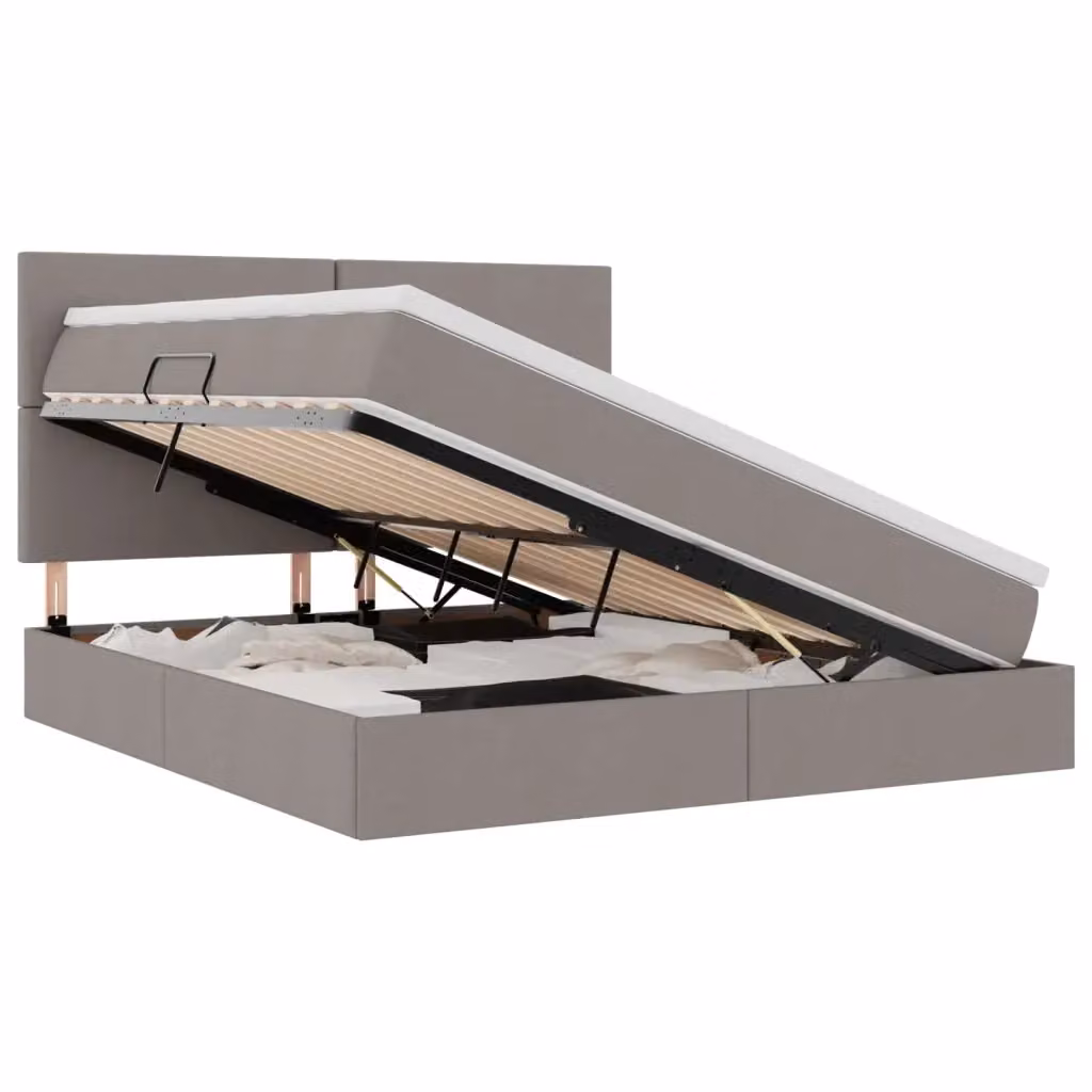 Letto con contenitore e illuminazione LED vidaXL con porta USB, L/P/H: 180 x 200 x 128 cm, colore beige/grigio – 2