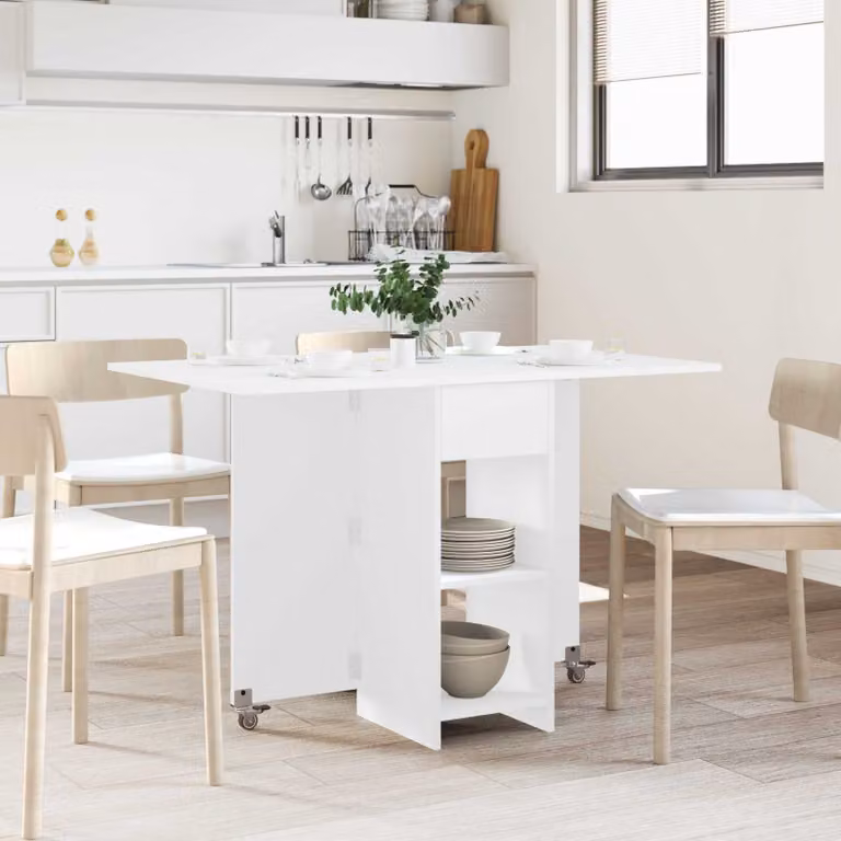 vidaXL Tavolo da pranzo rettangolare moderno in legno ingegnerizzato bianco L: 115 cm, P: 70 cm, H: 75 cm
