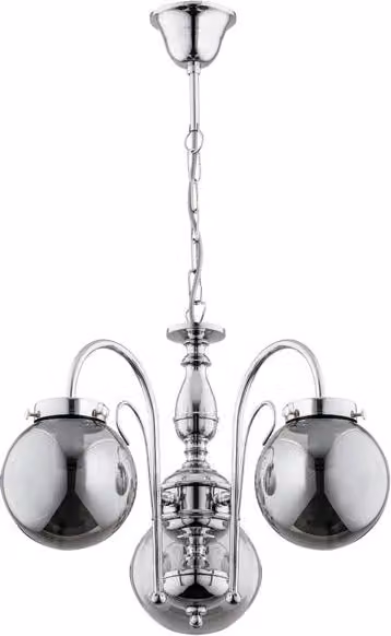 Lampadario classico glamour Alfa HERO in metallo cromo e vetro con 3 luci E14 color argento