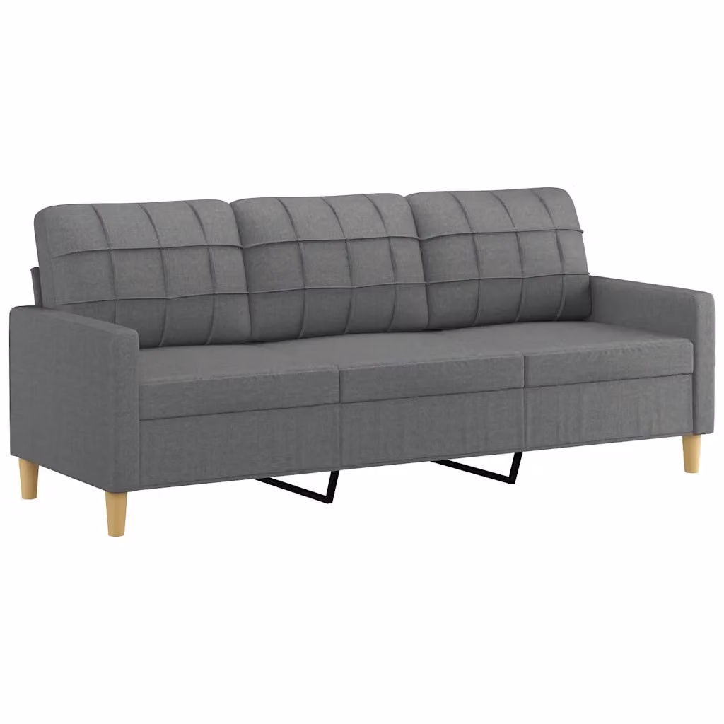 Divano a 3 posti moderno vidaXL in tessuto grigio con struttura in metallo L: 198 cm, P: 80 cm, H: 77 cm – 2