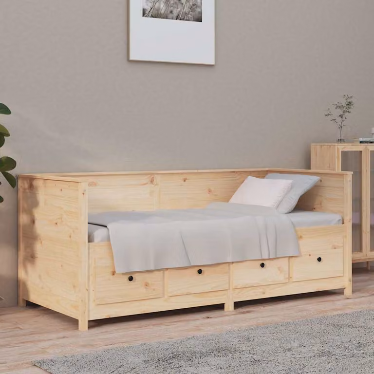 vidaXL Dormeuse in legno massello di pino marrone con cassetti L/P/H: 197.5 x 82.0 x 80.0 cm