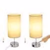 ZMH set di 2 lampade da comodino touch white vintage E27 cromo con funzione di ricarica USB bianco caldo da tavolo dimmerabile con paralume in tessuto per camera da letto