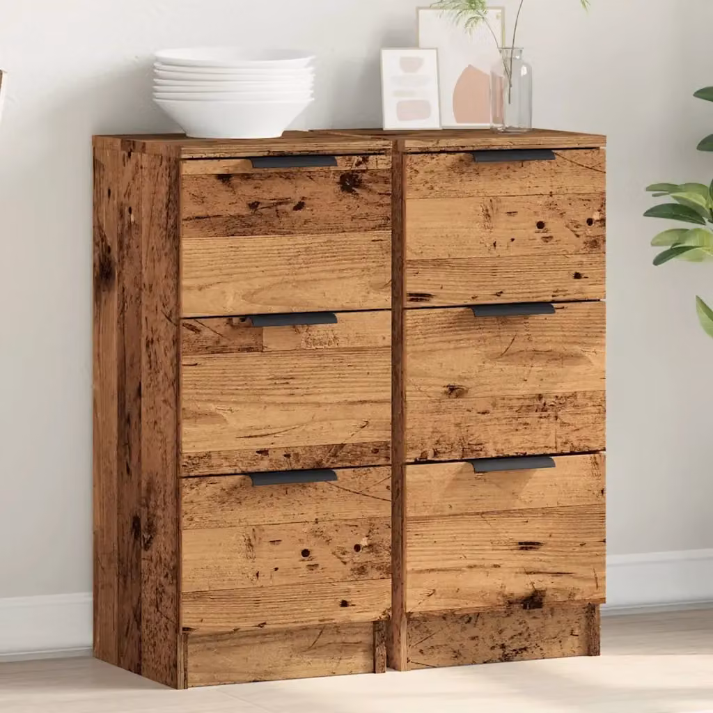 Set di 2 Credenze Design In in Legno Multistrato Colore Marrone, Madia e Buffet da Pranzo Moderno, L/P/H: 30 x 30 x 70 cm – 2