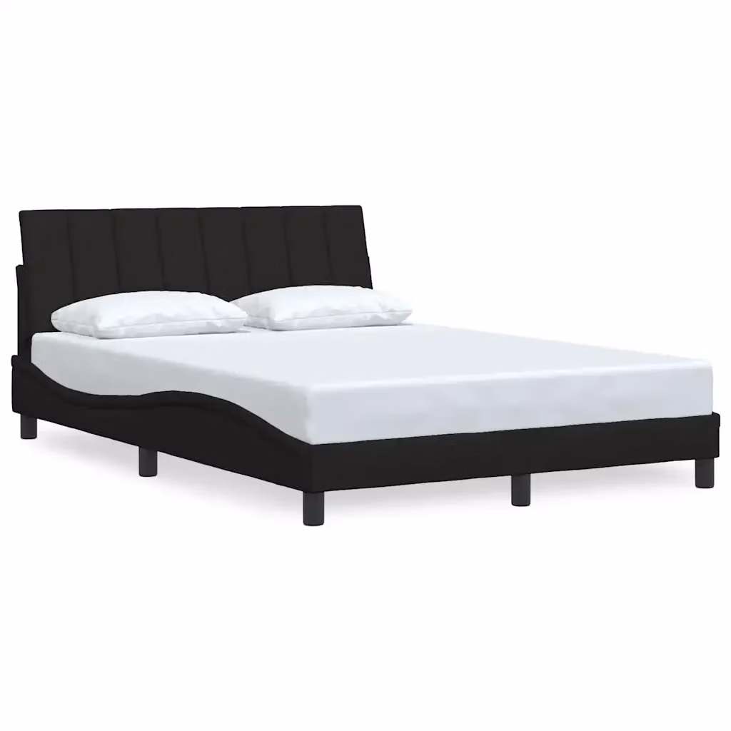 vidaXL Giroletto Hanko Nero in Tessuto con Doghe in Legno L/P/H: 120 x 200 cm – 2