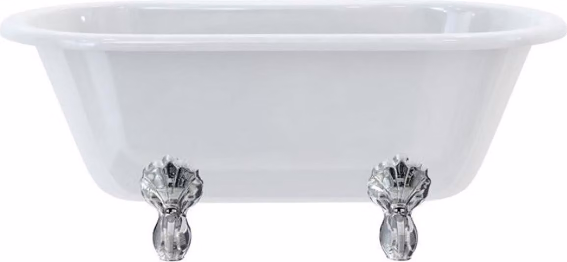 Casa Padrino Luxury Art Nouveau Bathtub White / Silver 150 x 75 x H. 63,5 cm - Vasca autoportante in acrilico retrò - Mobili da bagno retrò