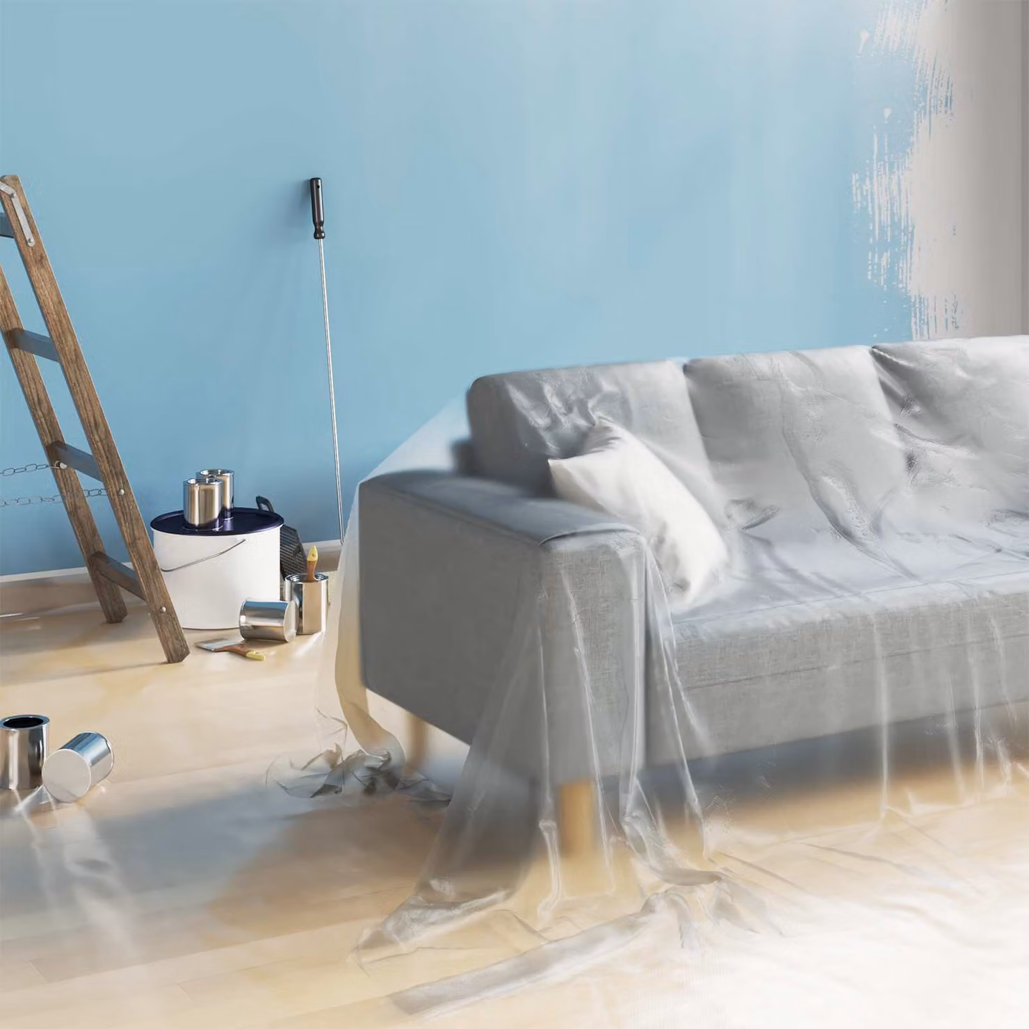 Set di 6 fogli antipolvere in PE trasparente vidaXL, L 500 cm x P 400 cm