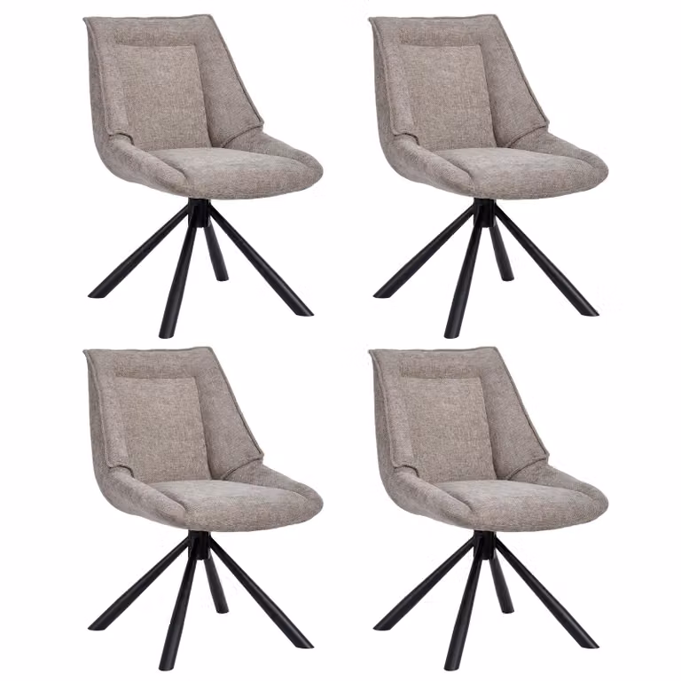 Duhome sedia da pranzo set di 4 sedie da cucina Sedia girevole a 180° in tessuto di ciniglia e struttura in metallo sedia da salotto con funzione di ritorno, grigio