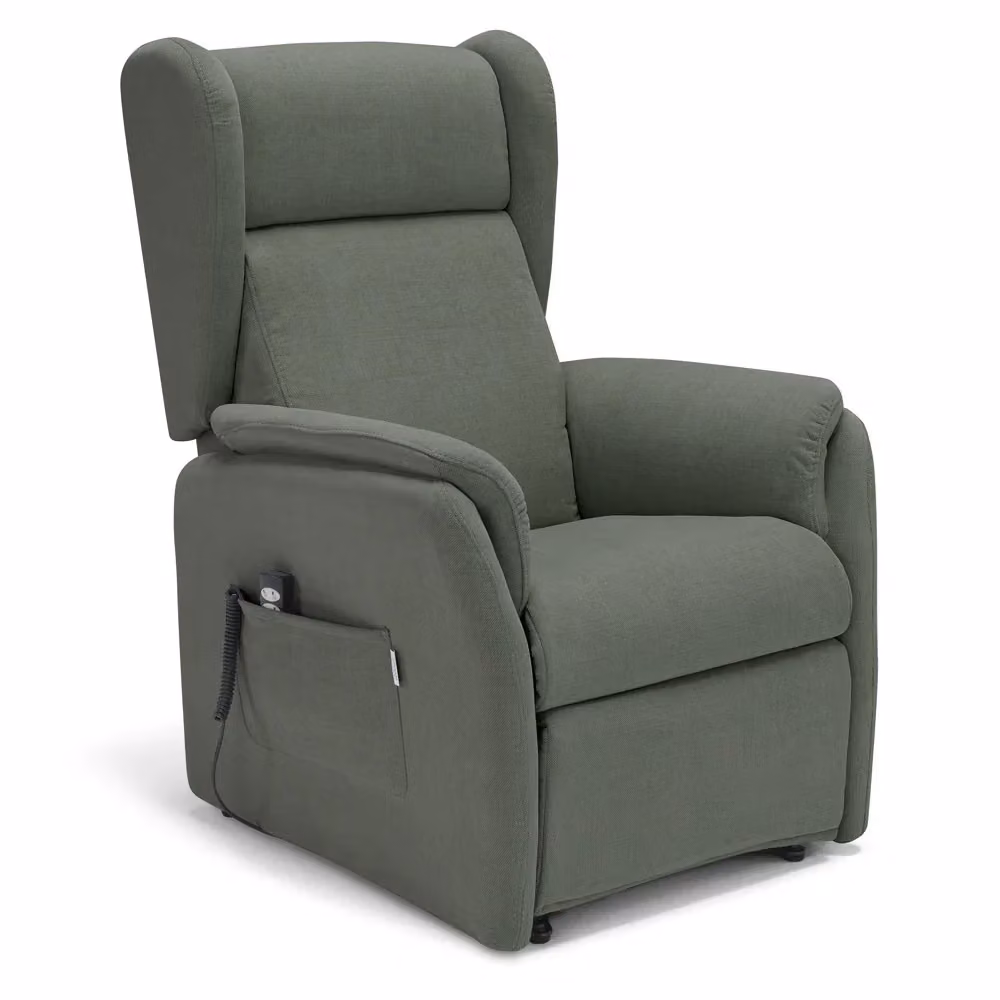 Poltrona relax elettrica BERGERE con due motori e funzione sollevamento, modello per anziani e disabili, tessuto antimacchia, colore Verde – 2