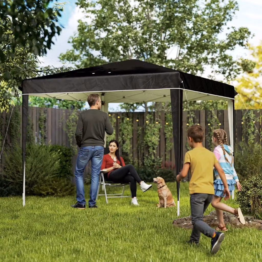 Gazebo da Giardino Giordanoshop in Metallo e Tessuto Oxford Nero L/P/H: 300 x 300 x 273 cm – 2