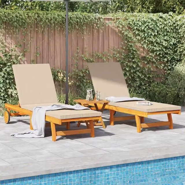 Lettino da sole 3 pz Legno di Acacia Massello Marrone 3325208
