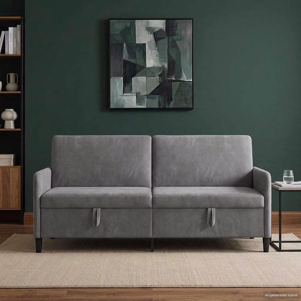 vidaXL Divano Moderno con Funzione Letto e Contenitore Grigio L: 192 cm, P: 78 cm, H: 87 cm