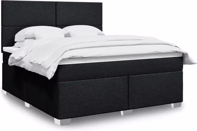 Letto Ibrido Moderno vidaXL con Materasso Nero e Struttura in Legno e Tessuto L/P: 180 x 200 cm
