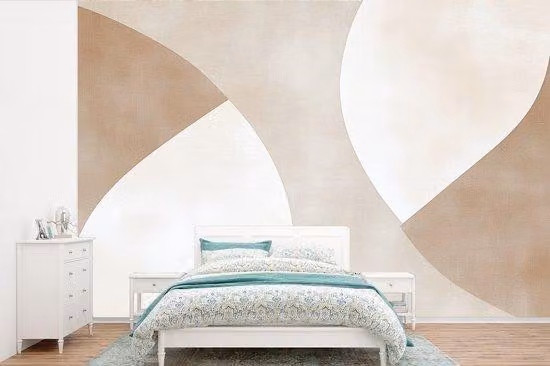 Carta da parati in stile Japandi, effetto legno, dimensioni 390 cm x 260 cm, colore marrone