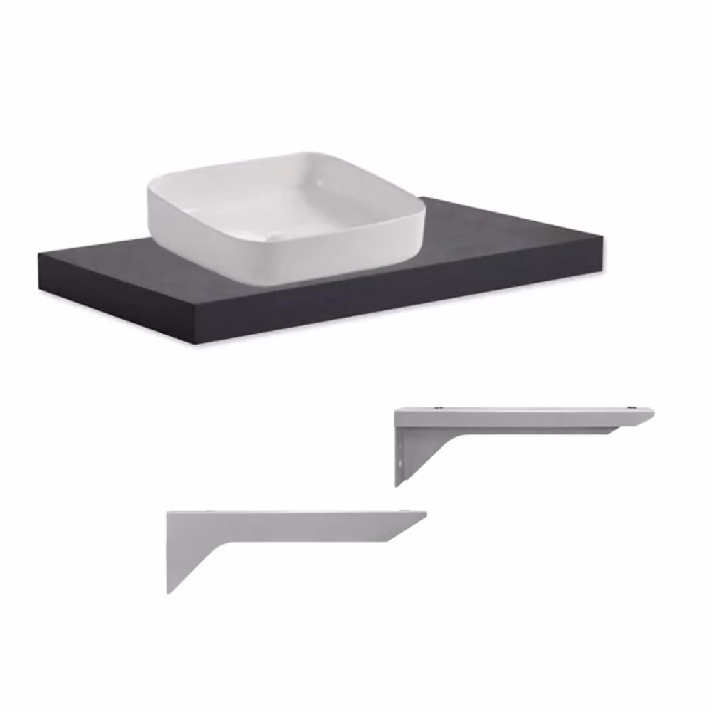 Mensolone da bagno Veriaffari antracite con lavabo da appoggio bianco L: 80 cm, P: 48 cm – 2