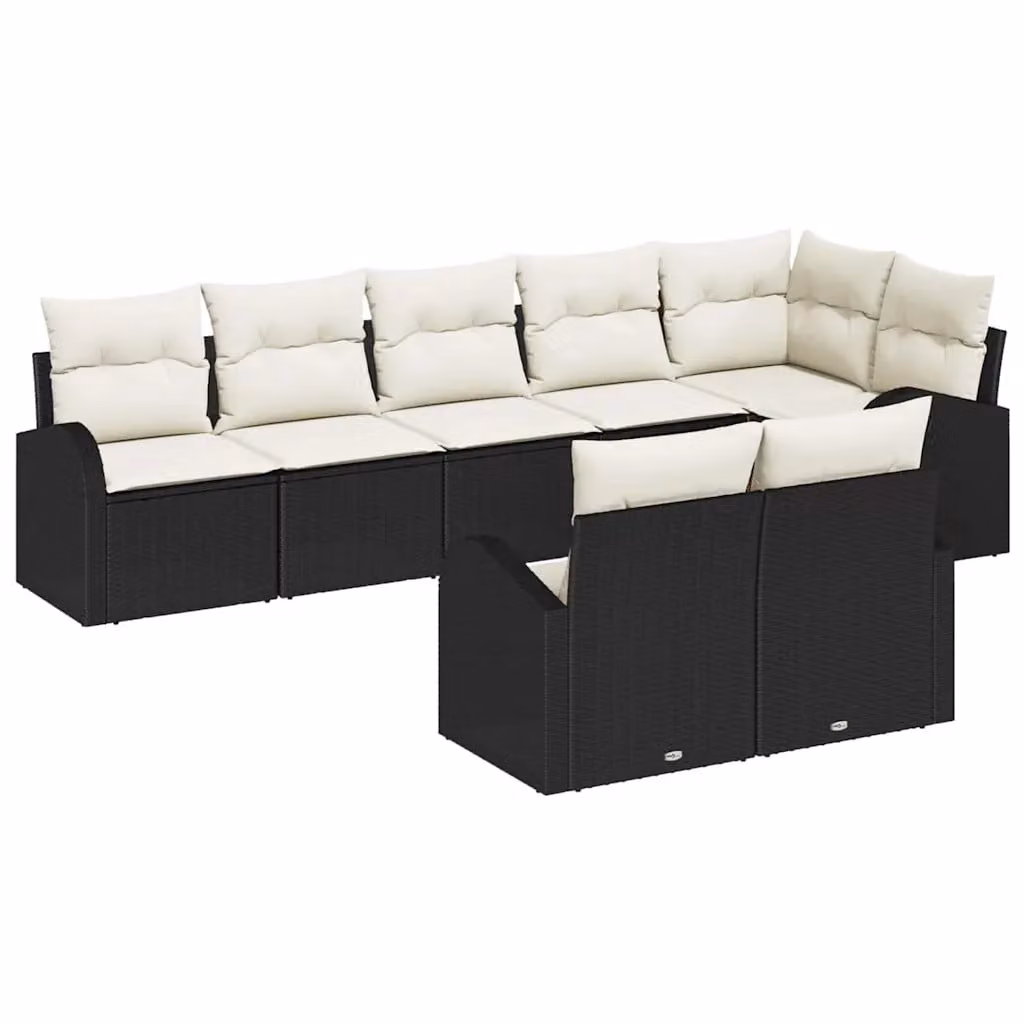 Set Divano da Giardino Moderno vidaXL in Polyrattan 8 Pezzi Nero e Bianco con Cuscini