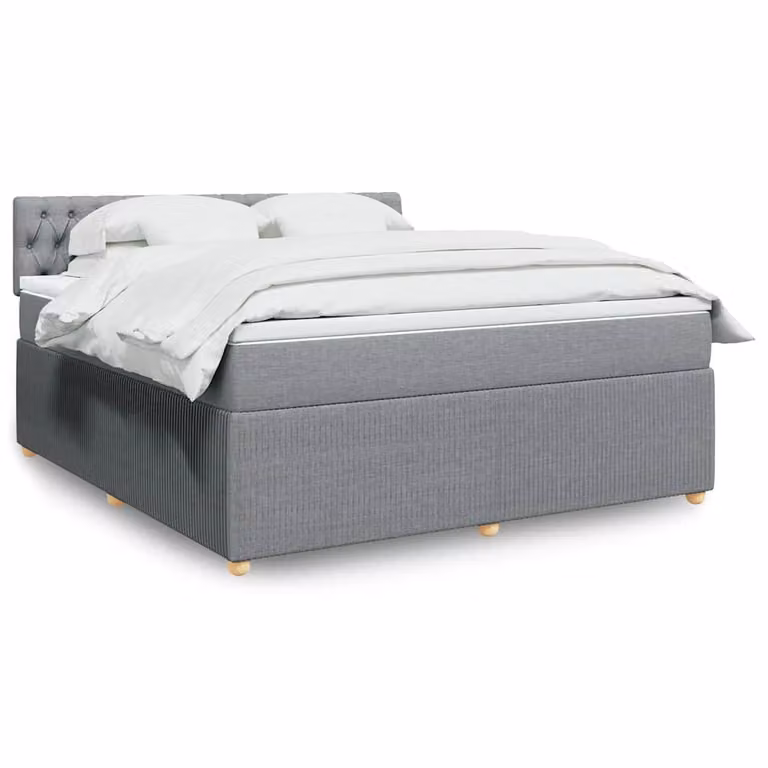 vidaXL Giroletto a Molle Ibrido con Materasso in Tessuto Grigio e Bianco L/P/H: 180 x 200 cm