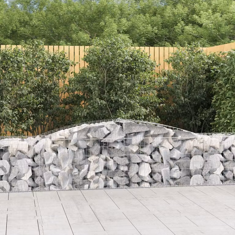 Set di 3 Cesti Gabbioni ad Arco vidaXL in Acciaio Zincato Grigio L: 400 cm, P: 50 cm, H: 60/80 cm