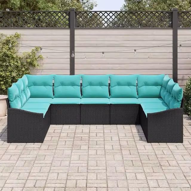 Set di divani 9 pz Nero polyrattan 3346886